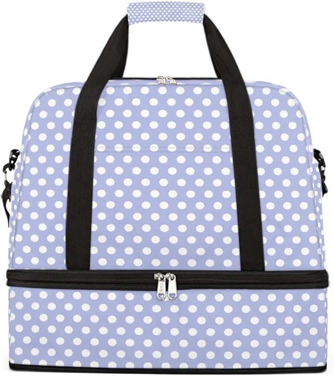 Purple Polka Dot Pattern Large Weekender Bag with Shoe Compartment Travel Duffel Bags for Women Carry On Hospital Overnight Bag Foldable Personal Item Travel Bags Tote Gym Sports Airplanes