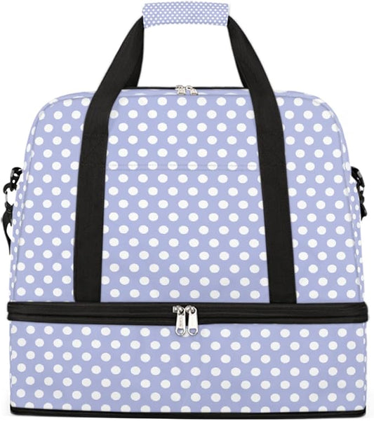 Purple Polka Dot Pattern Large Weekender Bag with Shoe Compartment Travel Duffel Bags for Women Carry On Hospital Overnight Bag Foldable Personal Item Travel Bags Tote Gym Sports Airplanes