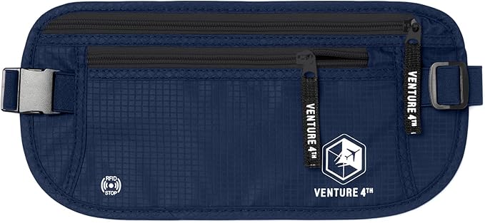 VENTURE 4TH Travel Money Belt & Quick Dry Towel Set - Ideal for Vacations, Backpacking & Business Trips - XL Travel Towel