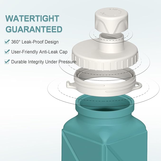 Collapsible Water Bottles 20.6oz, Silicone Foldable Portable Travel Water Bottle, BPA-Free, Leakproof Reusable for Traveling Hiking Sports, 5 Pack (Starlight+Pink+Blue+Dark Blue+Black)