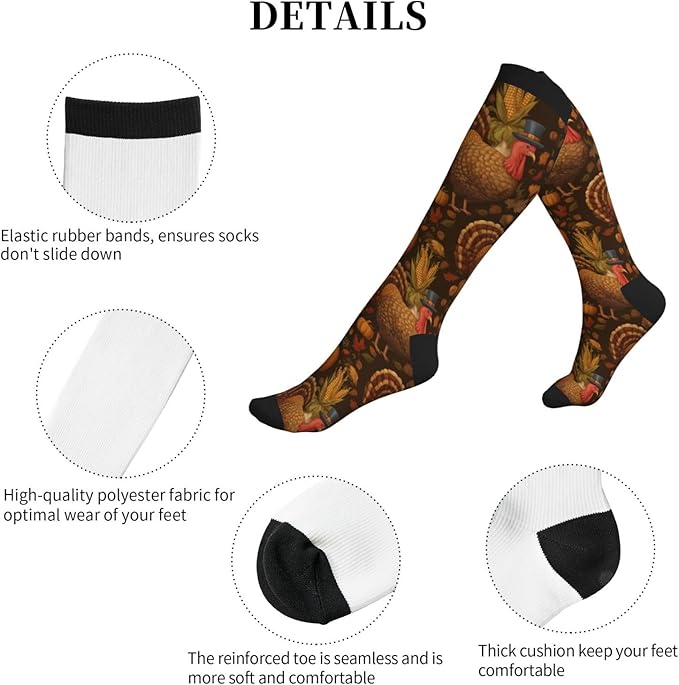 Compression Socks Knee High Circulation Support Socks For Women Men Athletic Running Work Hiking Cycling Travel