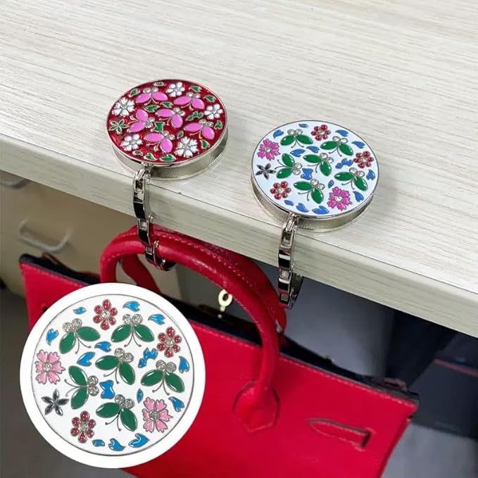 Foldable Handbag Hanger Fashion Portable Folding Purse Table Hook Holder(White)