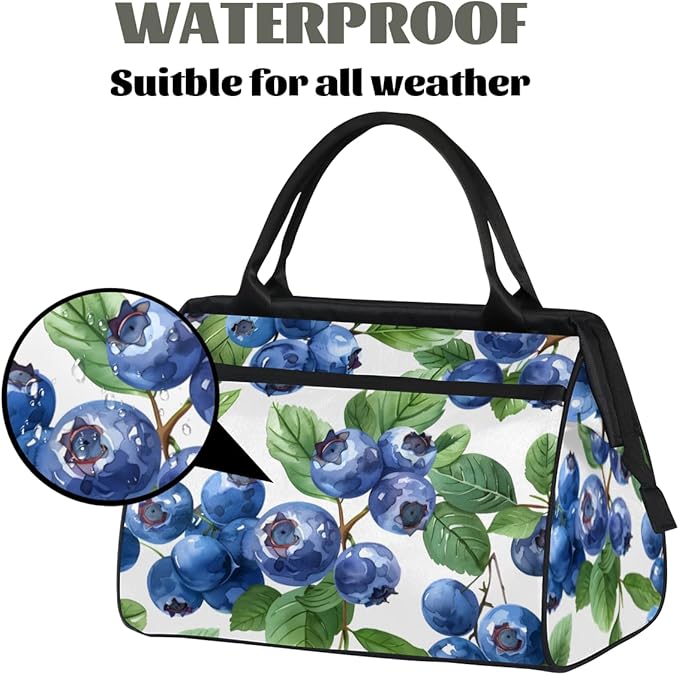Fruit Blueberries Overnight Weekender Bag for Women Men Travel Duffel Bags Waterproof Luggage Carry on Sports Yoga Gym Bag