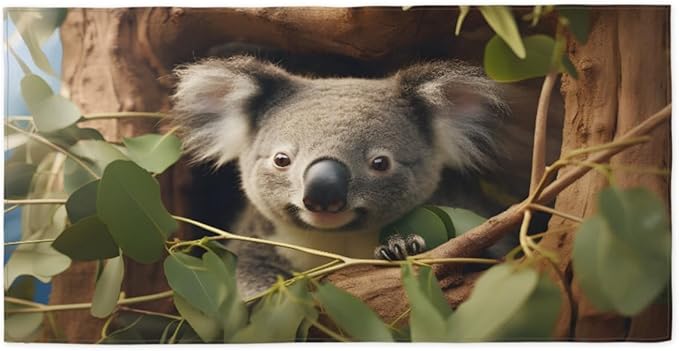 Cute Koala Tree Hole Beach Towel, Large Microfiber Quick Dry Lightweight Pool Bath Towels Sand Free Beach Blanket for Summer Cruise Yoga Camping Travel Vacation Essentials 31 x 61 in