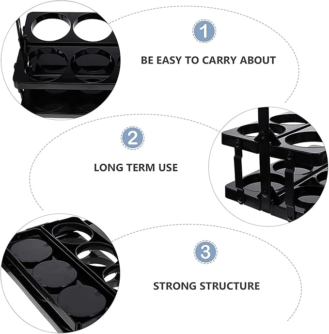 Portable Drink Carrier,Reusable Beer Bottle Coffee Cup Holder,Beer Bottle Drink Caddy for Delivery,6 Holes Cup Holders with Handle for Catering Restaurant Travel Car,Black