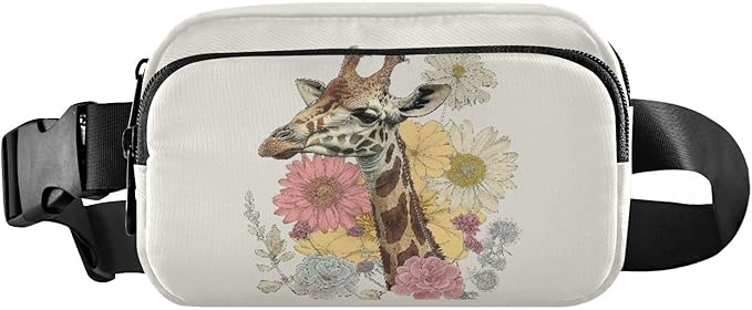Colorful Giraffe with Flowers Fanny Pack for Women Men Water Resistant Fashion Waist Packs with Adjustable Strap Belt Bag for Travel Workout Jogging Hiking 21219227