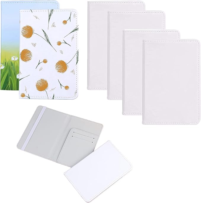 4-Piece DIY Sublimation Passport Holder Covers, PU Leather, RFID Blocking, Black, Unisex, Minimalist Style, 5 Compartments, 3 Card Slots, Boarding Pass Pocket