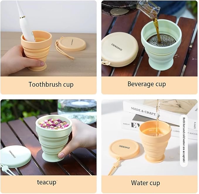 3 pcs Collapsible water bag and Cups for Camping, Hiking, Travel, Fishing Party - Portable Reusable Folding Food Grade water Cups and bag