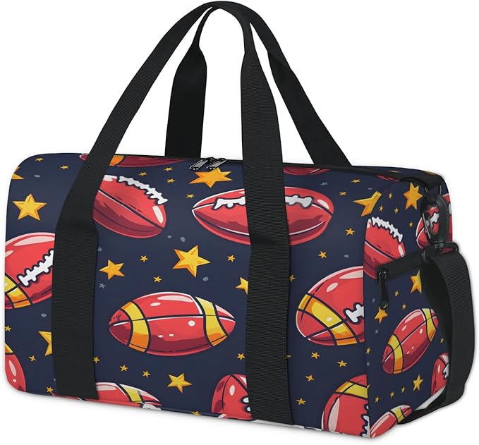American Football Print Travel Duffle Bag for Women Men, Overnight Weekender Bag, Carry on Tote for Sport Gym
