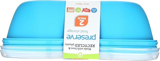 Preserve Food Storage Container, Set of 2, Aqua Blue