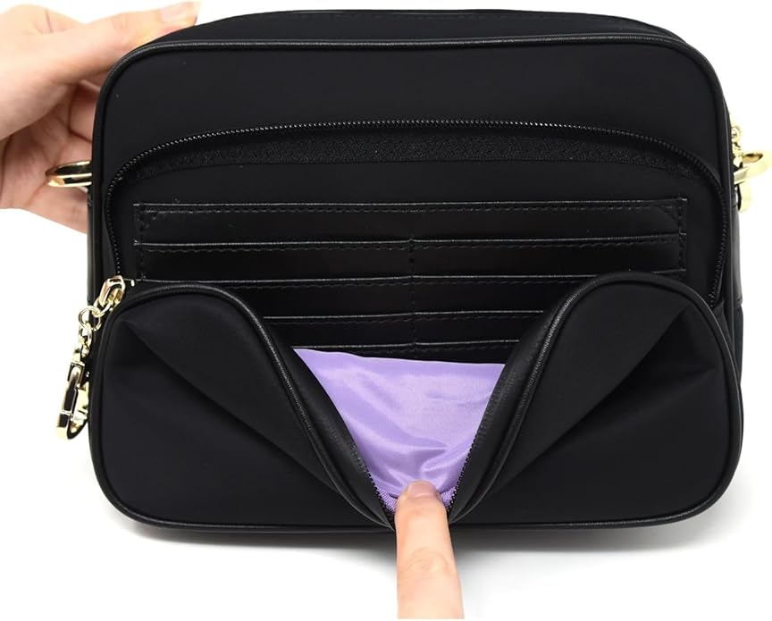 Womens Anti-Theft Water-Proof Travel Crossbody Bag with Slash-Resistant Faux Leather & Locking Clasps Strap