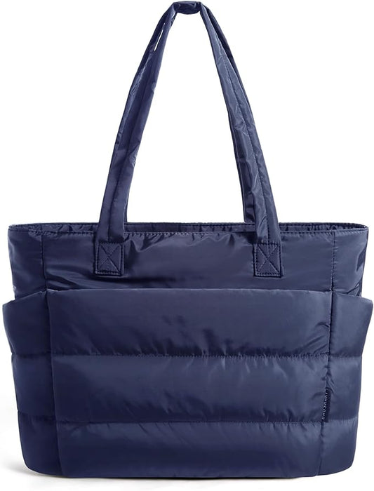 BAGSMART Tote Bag for Women, Lightweight Puffy Tote Bag with Compartments Shoulder Bag Handbag for Travel, Work, Gym | Lightweight, Puffy, Quilted, for Travel, Work