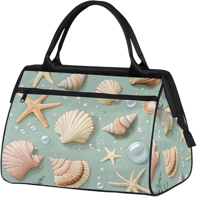 Shell Nautical Overnight Weekender Bag for Women Men Travel Duffel Bags Waterproof Luggage Carry on Sports Yoga Gym Bag