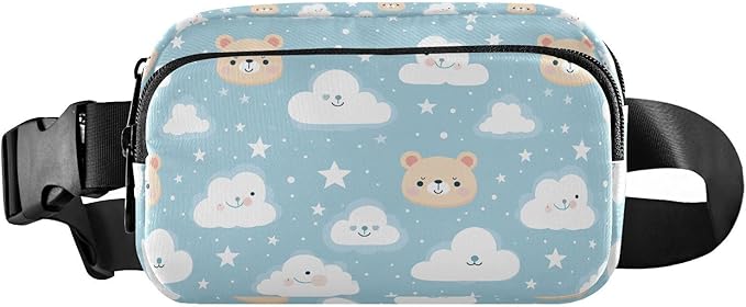 Cute Bear Clouds Stars Fanny Pack for Women Men Water Resistant Fashion Waist Packs with Adjustable Strap Belt Bag for Travel Workout Jogging Hiking 21219789