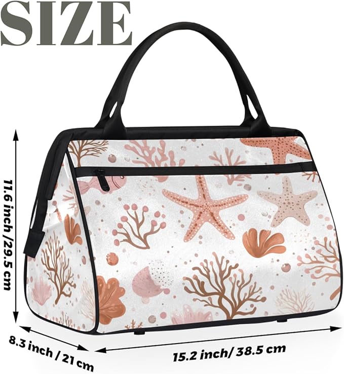 Ocean Theme Nautical Overnight Weekender Bag for Women Men Travel Duffel Bags Waterproof Luggage Carry on Sports Yoga Gym Bag