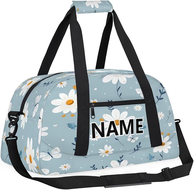 Floral Mini Gym Bag 18 inch for Women Men Waterproof Custom Flowers Travel Duffel Bag Carry On Overnight Tote Nurse Bag for Work Fitness Hiking