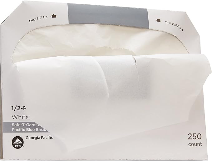 Georgia-Pacific Pacific Blue Basic Disposable Toilet Seat Covers by GP PRO (Georgia-Pacific), 1/2 Fold, 47046, 250 Covers Per Pack, 20 Packs Per Case, White