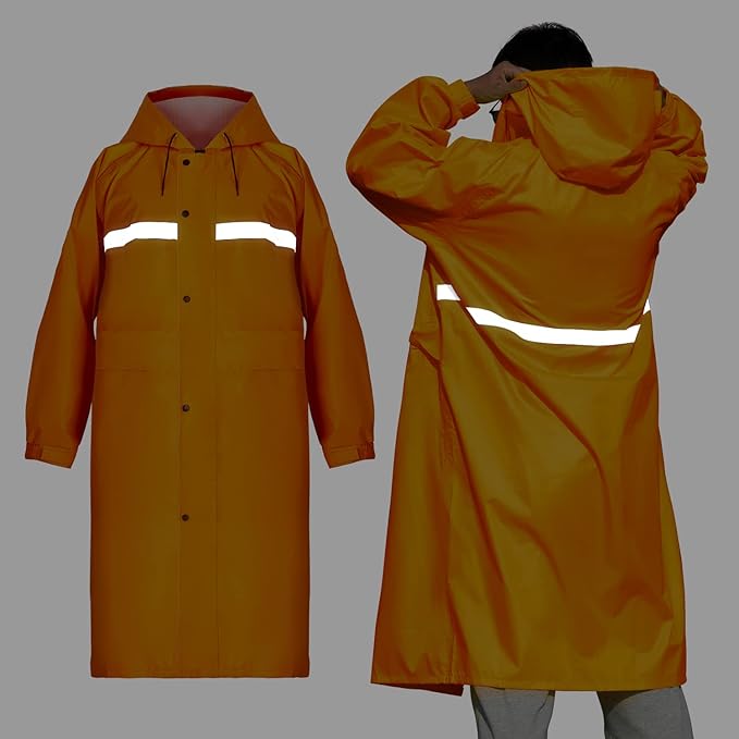 Coralrain Long Hooded Raincoat Safety Waterproof Emergency Rain Jacket Poncho for Men Women Adults