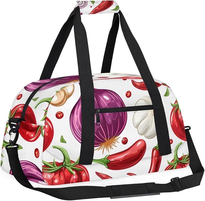 Chili Onion Tomato Kids-Duffel-Bags Gymnastics Dance Bag Carry-On Overnight Travel Gym Lightweight Dance Sports Bags For Girls Boys Kids，