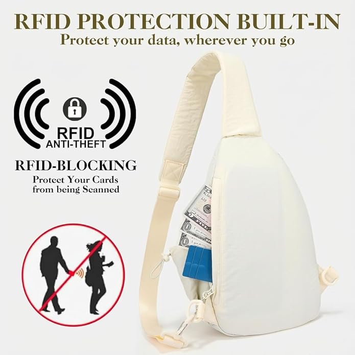 Sling Bag for Women, Anti-Theft RFID Nylon Crossbody Purse with Adjustable Strap for Travel & Shopping