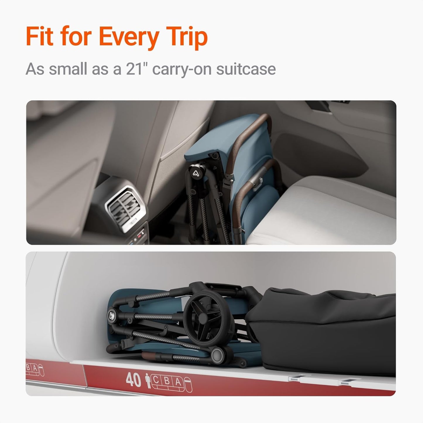 Lightweight Baby Travel Stroller with Carbon Fiber Frame, Compact & Airplane-Friendly, One-Handed Folding Design, 11.6 lbs, Perfect for Toddlers, Blue