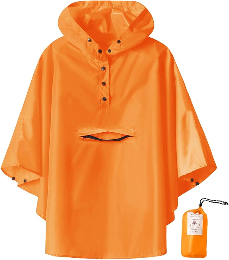 SaphiRose Lightweight Kids Rain Poncho Jacket Waterproof Outwear Rain Coat