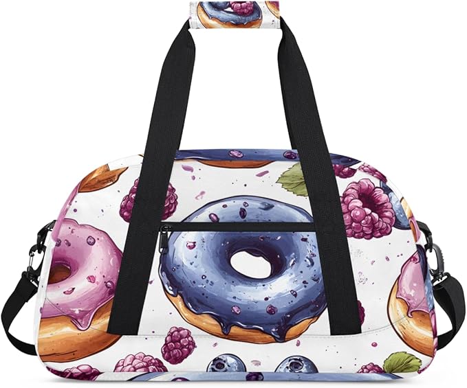 Blueberry Donuts Kids-Duffel-Bags Gymnastics Dance Bag Carry-On Overnight Travel Gym Lightweight Dance Sports Bags For Girls Boys Kids，