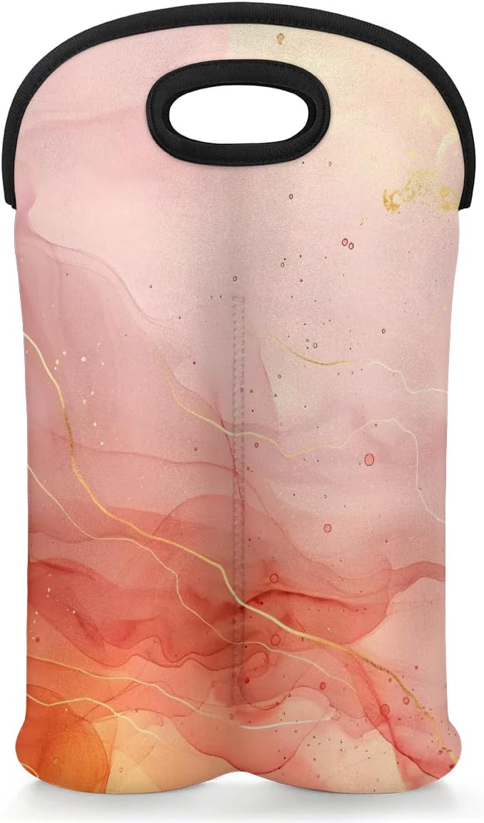 Wine Carrier Tote Personalized Bag for 2 Bottles - Neoprene Wine Bottle Holder with Carry Handle, Wine Protective Bag Insulated Bag Beer Cans Water Bottle Holder for Travel Picnic,Style17