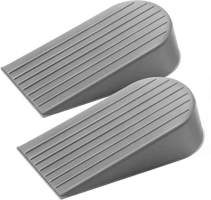 2 Pack Gray Extra Large Door Stopper, High 1.9 Inches Big Doors Stop for Floor Rubber Doorstop Wedge, Door Gaps and Prevent The Lock-Outs, Floor Sturdy Door Stopper for Heavy Duty Bottom of Door