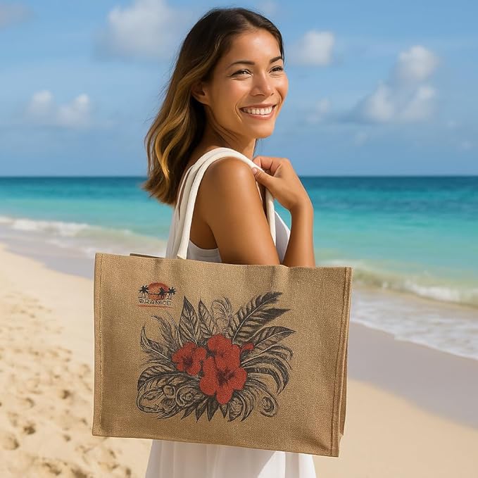 XL Jute Beach Bag – Oversized Summer Tote for Festivals, Vacations & Everyday Use | Eco-Friendly Reusable Bag