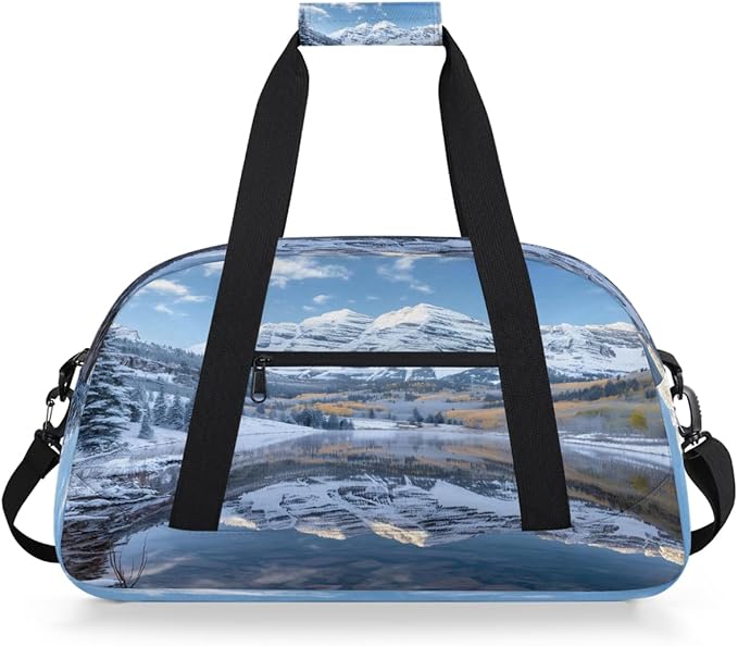 Travel Duffle Bag for travel duffle bag sports Girls Boys Kids Lake Snow Mountain Lightweight Overnight Sleepover Weekender Bags Small Dance Gym Sport Bag Teens Carry-On Size Workout Bag