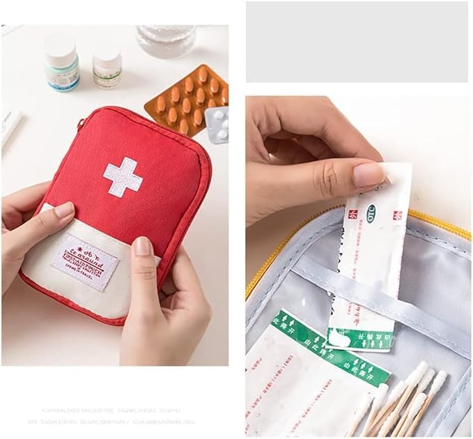 First Aid Bag Empty,Small Portable Empty First Aid Kit Bag Waterproof Section Dividers Travel Medicine Bag for Emergency for Home Office Car Outdoors Boat Camping Hiking Cycling (Pink)