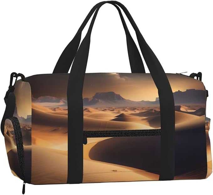 Desert Stars Print Gym Bag with Shoe Compartment for Women Men, 17.7in Sports Duffle Weekender Tote, Overnight Travel Duffel Bag Carry On