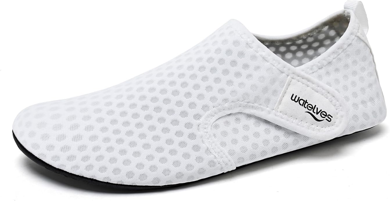 WateLves Water Shoes for Women Men Swim Beach Aqua Socks Quick Dry Barefoot House Slippers Travel Shoes with Adjustable Magic Tape for Pool Diving Boating Yoga Surf