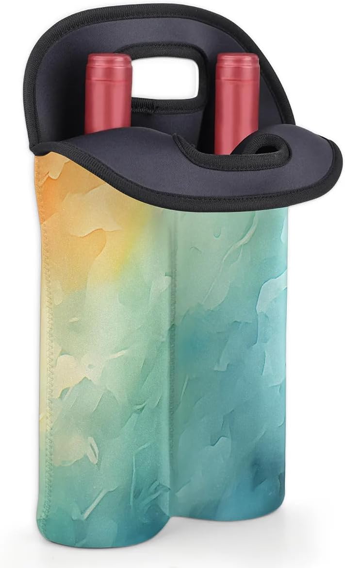Wine Carrier Tote Bag - 2 Bottle Neoprene Insulated Holder with Soft Grip Handle, Perfect for Travel, Picnic, Gifting