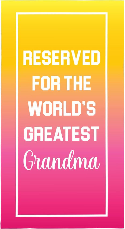 Grandma Beach Towel – Best Grandma Ever Gift, 60”x30” Beach & Pool Towel for Summer, Vacation, Travel, Birthday, Mother’s Day or New Grandma Present from Granddaughter or Grandson