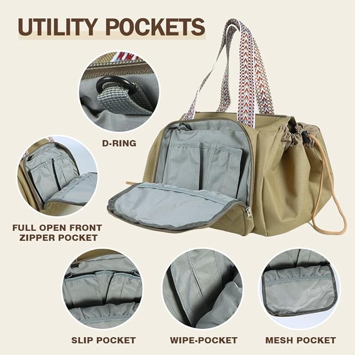 Travel Duffel Bag Weekender Bags for Women, Expandable Tote Handbag Diaper Bag Backpack Shoulder Bag for Car Work Daily