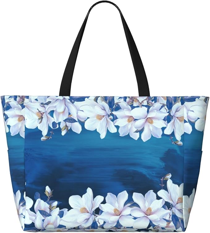 Large Beach Bag for Women Waterproof Foldable Travel Shoulder Tote Bag with Pocket for Weekender Pool Vacation