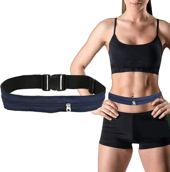 Anti Theft Money Belt with Zipper Pocket, Sports Waist Bag for Running Travel, Concealed Wallet Belt for Outdoor Activities, Secure Hidden Pouch for Cash Cards Valuables (5CM)