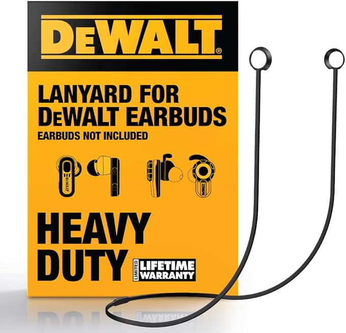 DEWALT Anti-Loss Lanyard for TWS & TWS ANC Earbuds – Durable Safety Cord for Secure Fit and Easy Access, Detachable Neck Strap Compatible with DEWALT Wireless Earbuds, Pro Accessories