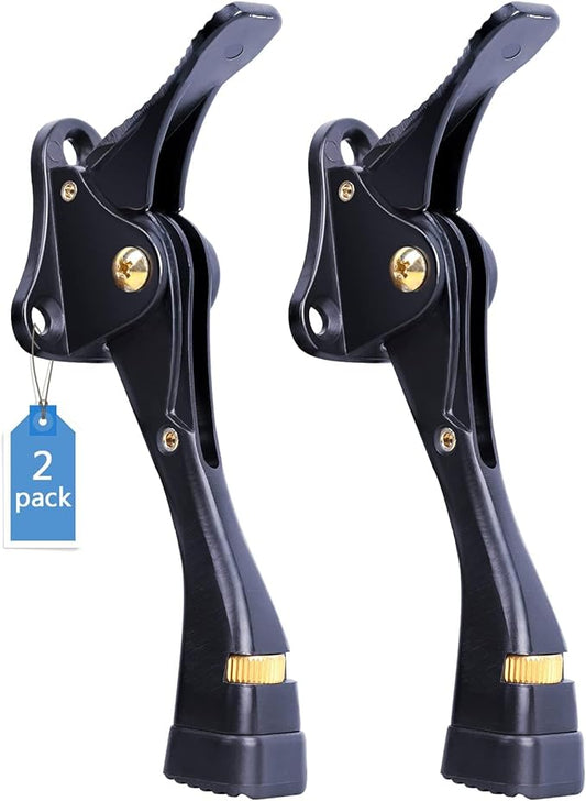 Gotega Door Stopper, 2 Packs Kickdown Door Stop with One Touch Adjustable Height and Rubber Tip 4 Inches, Heavy Duty Door Stops, Door Holder, Bottom of Door - Black