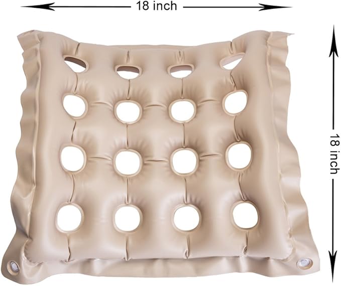 Inflatable Seat Cushion Portable Chair Cushion for Office Wheelchair Travel Cars Airplanes Coccyx Tailbone Sciatica Ideal for Daily Use Prolonged Sitting Relief, 2Pack Khaki
