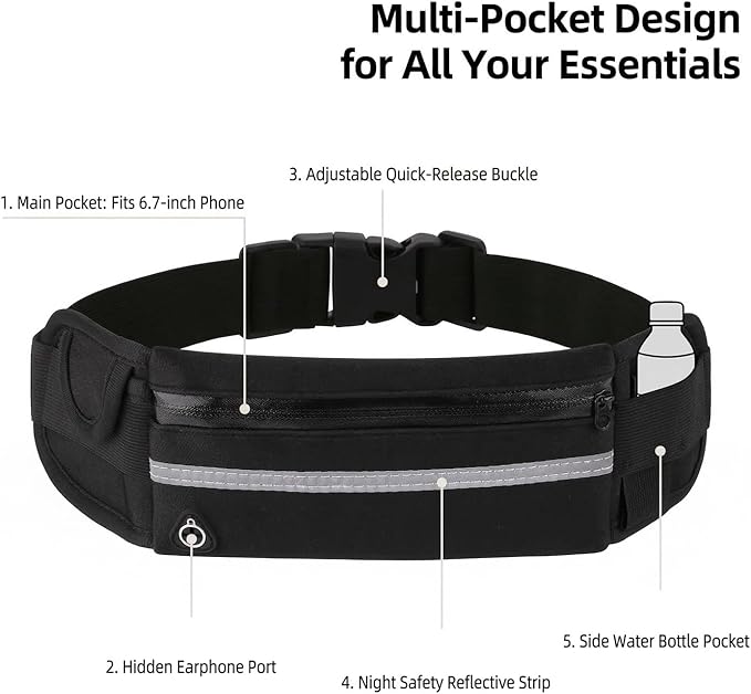 Anti-Theft Invisible Waist Bag, Multifunctional Outdoor Sports Waist Bag with Water Bottle Strap Travel Money Belt Under Clothes, Discreet Under Clothing Security Pouch for Running Men Women (Orange)