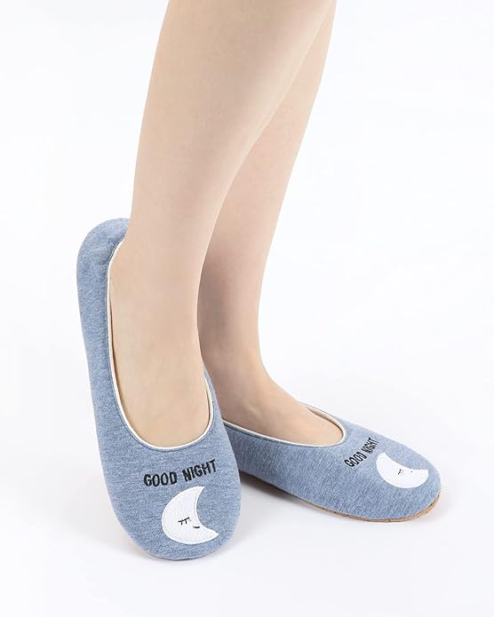 Panda Bros Women's Ballerina House Slippers,Anti-Skid Comfy Warm Ballet Style Slippers