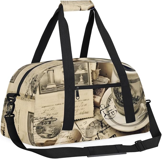 Vintage Coffee Kids-Duffel-Bags Gymnastics Dance Bag Carry-On Overnight Travel Gym Lightweight Dance Sports Bags For Girls Boys Kids，