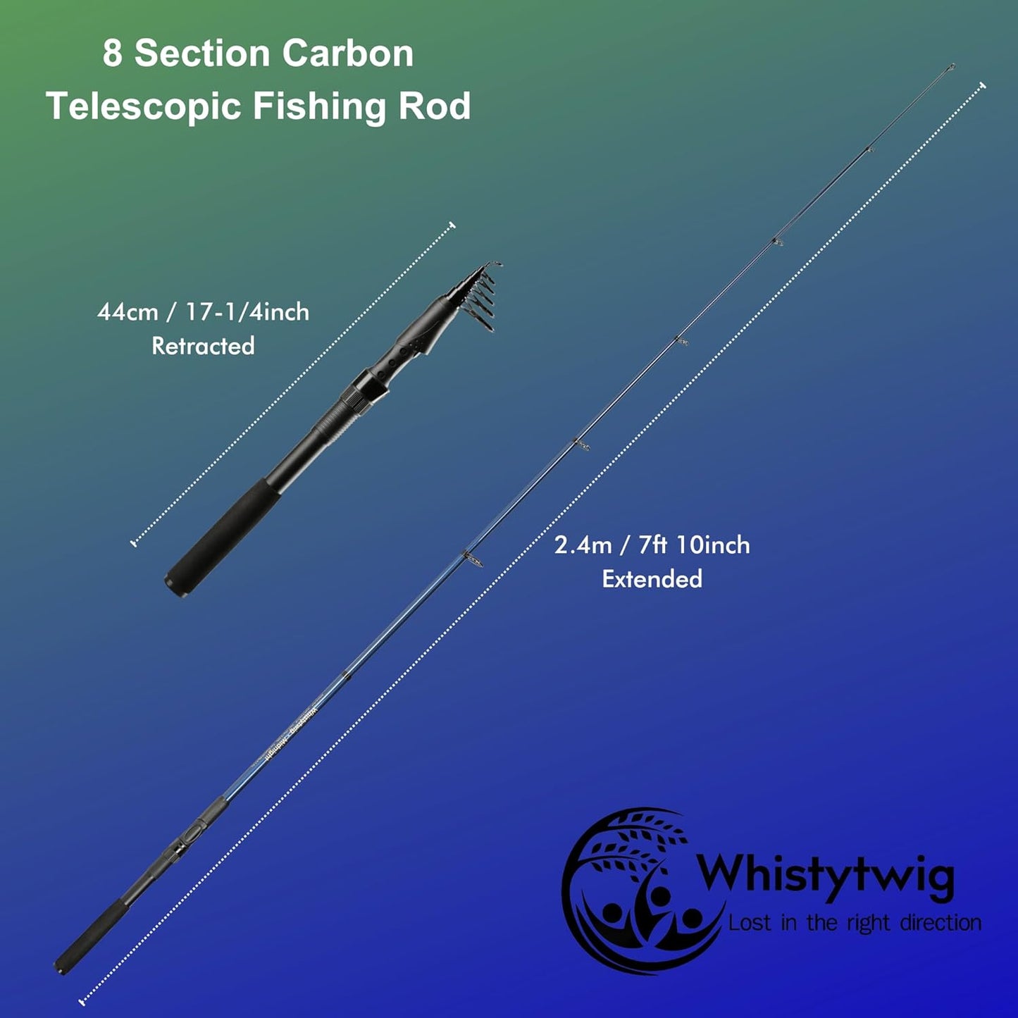 Whistytwig Telescopic Fishing Rod - Versatile Retractable Telescoping Fishing Pole, Collapsible Fishing Rod, Ideal Travel Rod