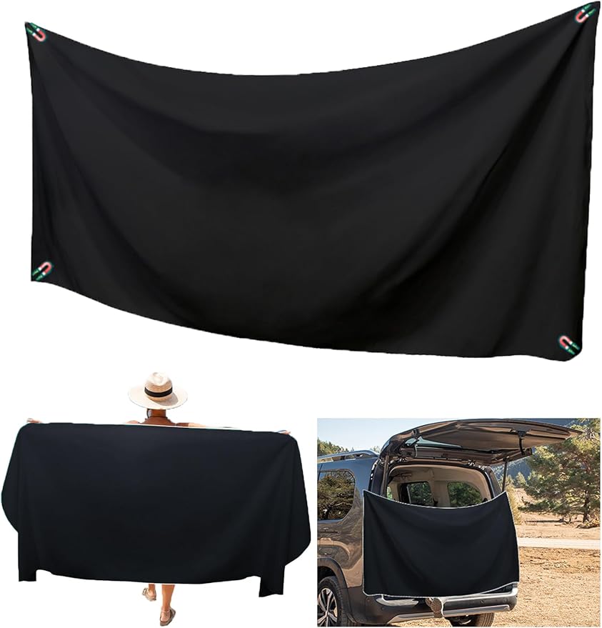 Magnetic Beach Towel Oversized Quick-Dry Microfiber Towel with Magnetic Closure, Super Absorbent & Sand-Resistant for Beach, Pool, Travel, Gym & Camping 75"x30" (Black)