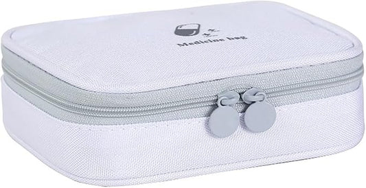 Small Empty First Aid Bag, Compact Travel Medicine Pouch Double Zippers Cute Pill Pocket for Travel Home,White
