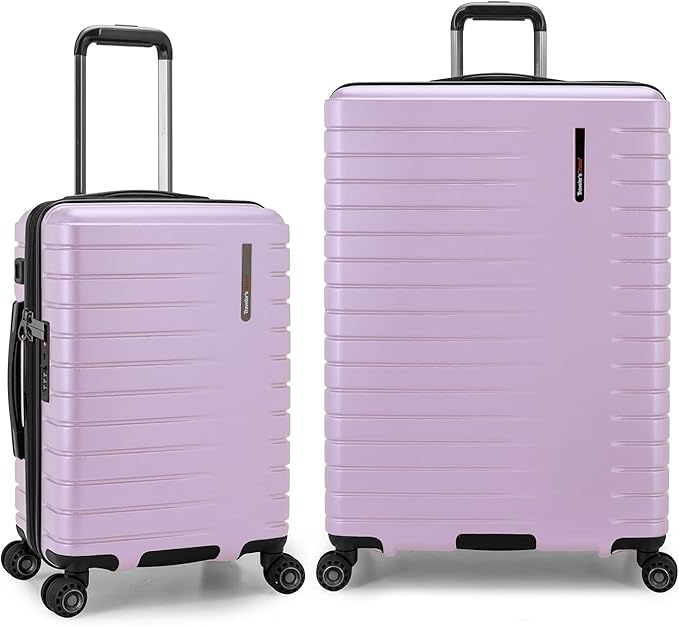 Traveler's Choice Archer Polycarbonate Hardside Spinner Luggage Set, Tie Down Straps, Light Purple, 2-Piece