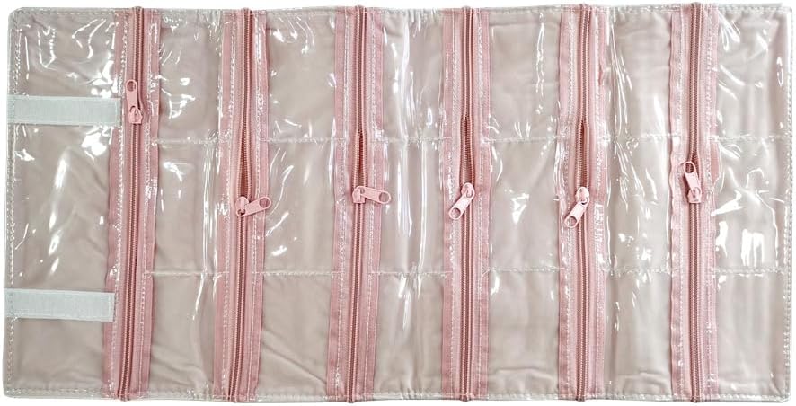 Travel Jewelry Roll Bag Portable Organizer Pouch With Grids&PVC Cover Storage Bags for Necklace, Bracelet, Bracelet,Ring, Badge, Pendant